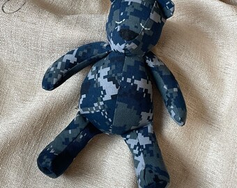 Military Deployment Bear, Keepsake Memory Bear, Custom Teddy Bear From Clothes, Heirloom Made From Uniform, Daddy Doll for First Responders