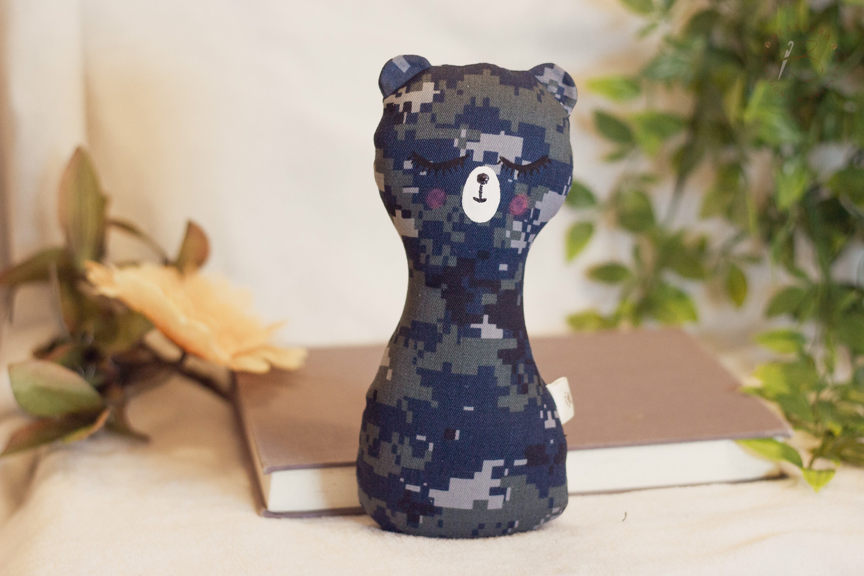 Navy Rattle Bear Doll Rattle Baby Bear Made From Navy - Etsy