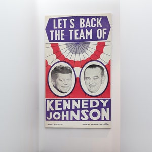 Póster vintage de la campaña presidencial de JFK de 1960, reimpresión de John F. Kennedy y Lyndon Johnson