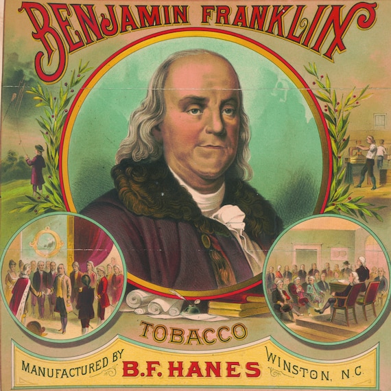 franklin tobacco Benjamin Franklin Tobacco 1886 Vintage Ad Poster | BF Hanes