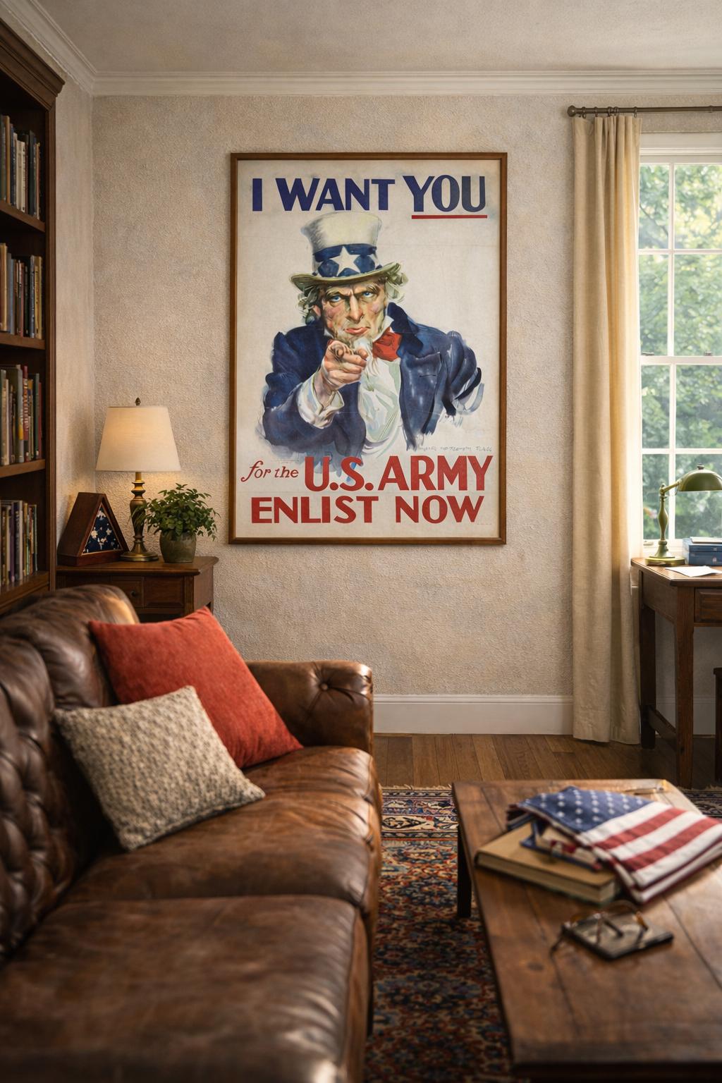 I Want YOU for the US Army Enlist Now. World War II Vintage Poster