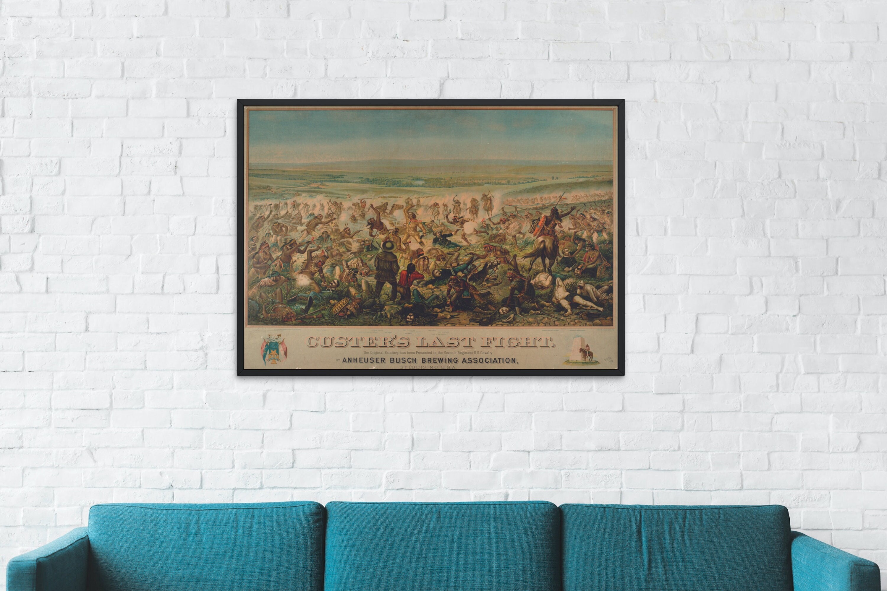 1896 Custer's Last Fight Poster Reprint Battle of the Little Bighorn Montana
