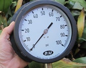 large vintage Pressure Gauge 6 quot diameter dial steampunk Duro United Instruments