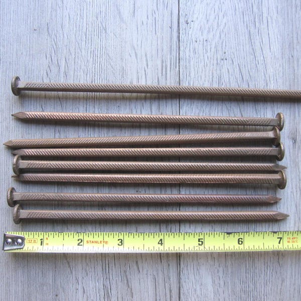7" long copper spike gutter nail 8 count