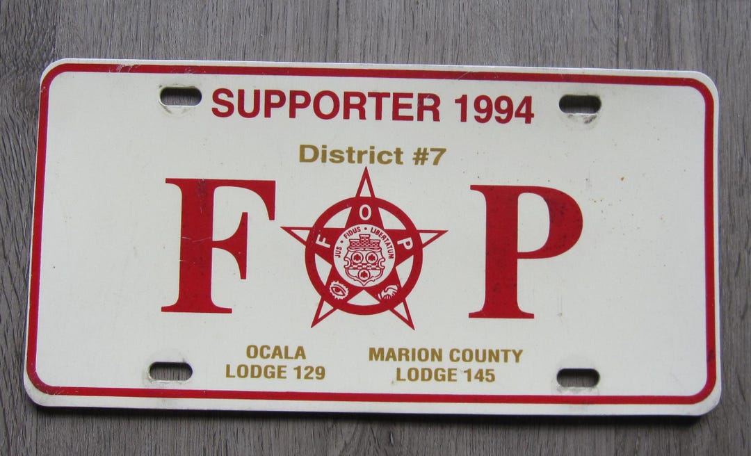 1994 FOP Supporter License Plate Ocala Marion County Tag - Etsy