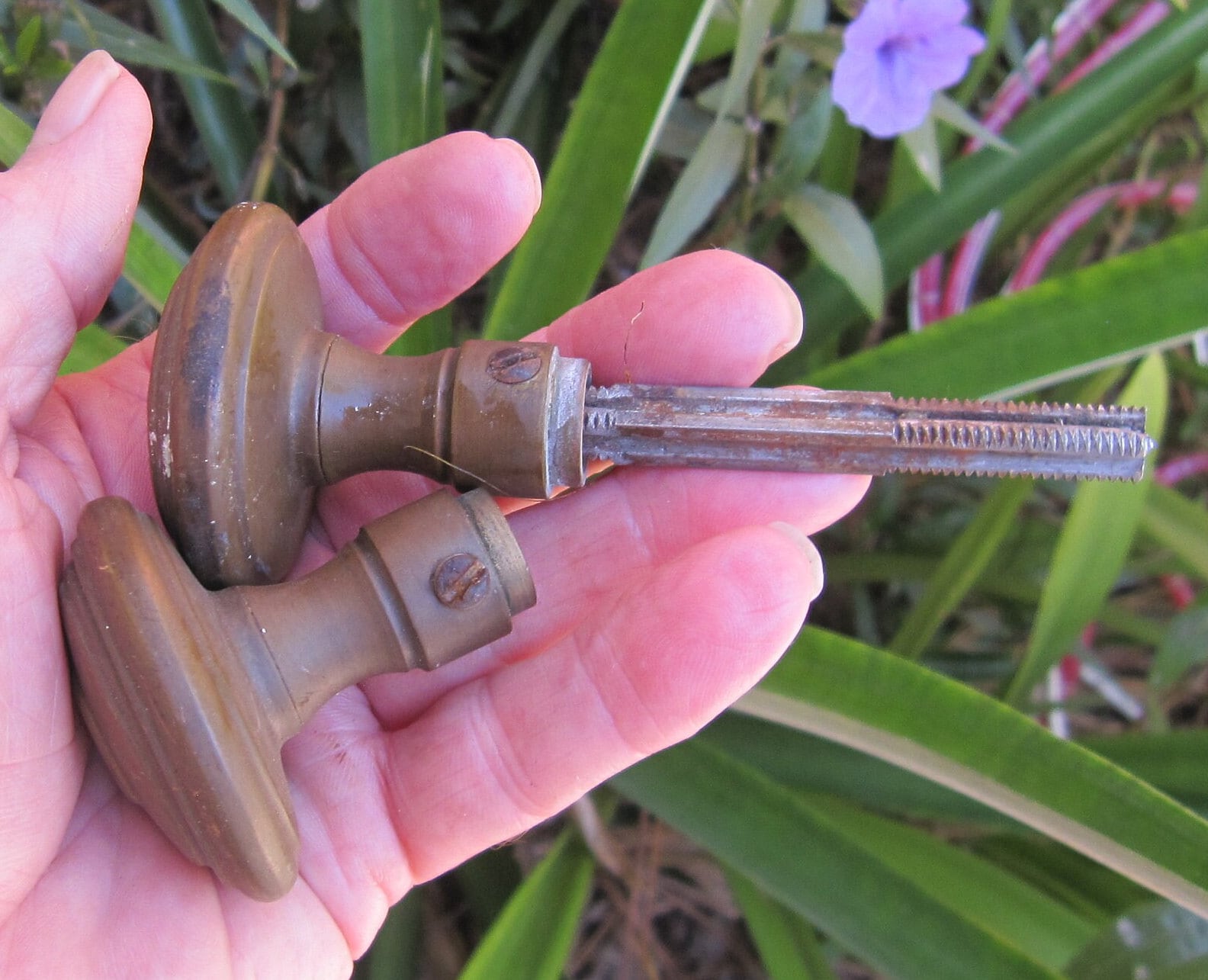 Antique Brass Door Knobs and Lock Set Etsy