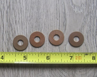Copper Washer 4 count 11/16" outside diameter 1/4" center hole vintage