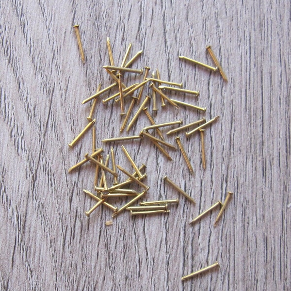 very small brass brads or nails 3/8" long (actual 5/16") 50 count