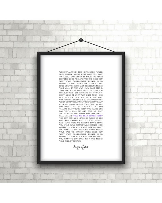 From The Dining Table By Harry Styles Lyrics Digital Download Etsy