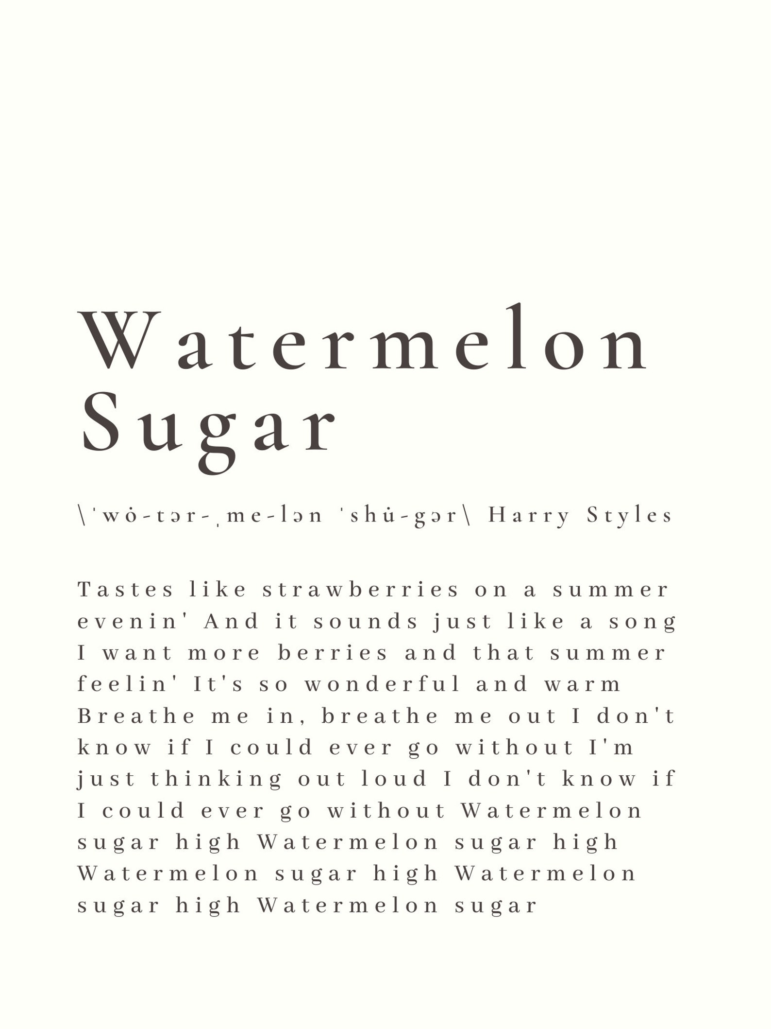 Watermelon Sugar by Harry Styles Lyrics Digital Download Etsy Denmark