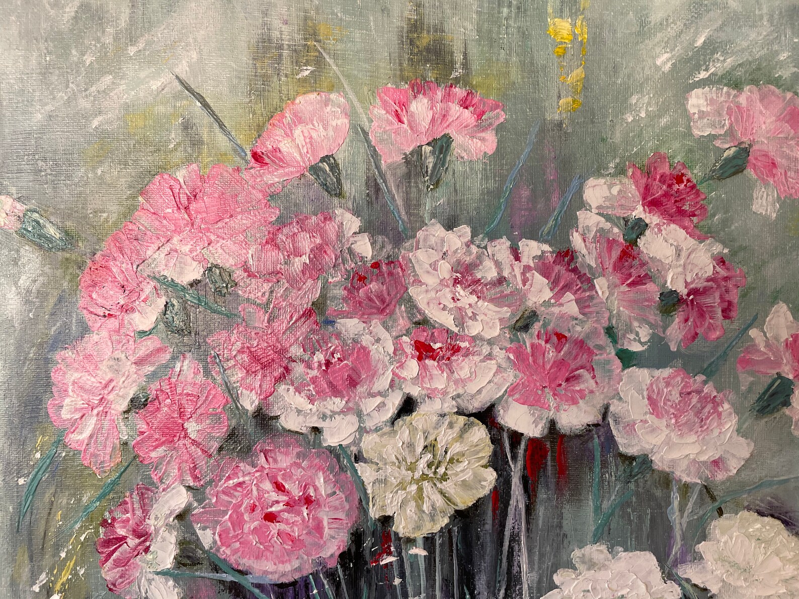 Bouquet of Carnation Flowers Oil Art Painting Origina Pink Etsy