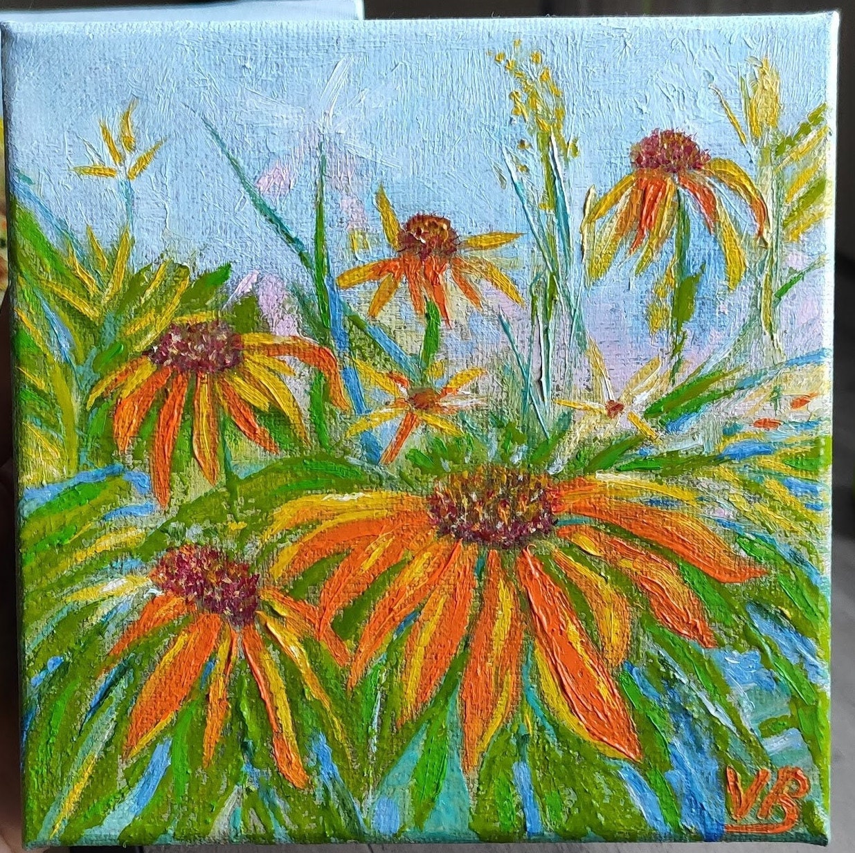 Gallery Wall Art Still Life Original Oil Art Painting on Canvas Floral Painting Daisy Painting