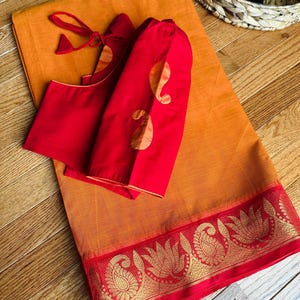 Ready to wear Handloom chettinad  Cotton sarees with stitched blouse.