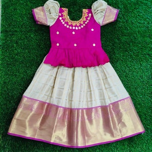 Banarsi silk Pattu Pavadai / Traditional lehenga for girls / Indian wear for kids / festival wear