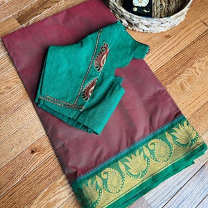 Ready to wear Handloom chettinad  Cotton sarees with stitched blouse.