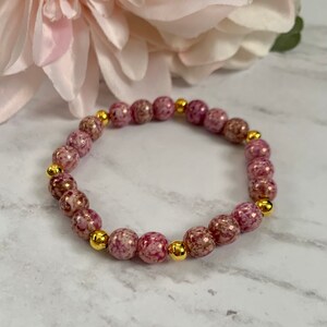 Purple Luster and Gold Beaded Bracelet