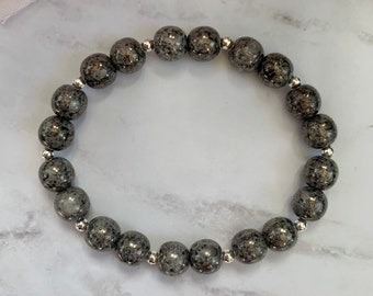 Grey Luster and Silver Beaded Bracelet