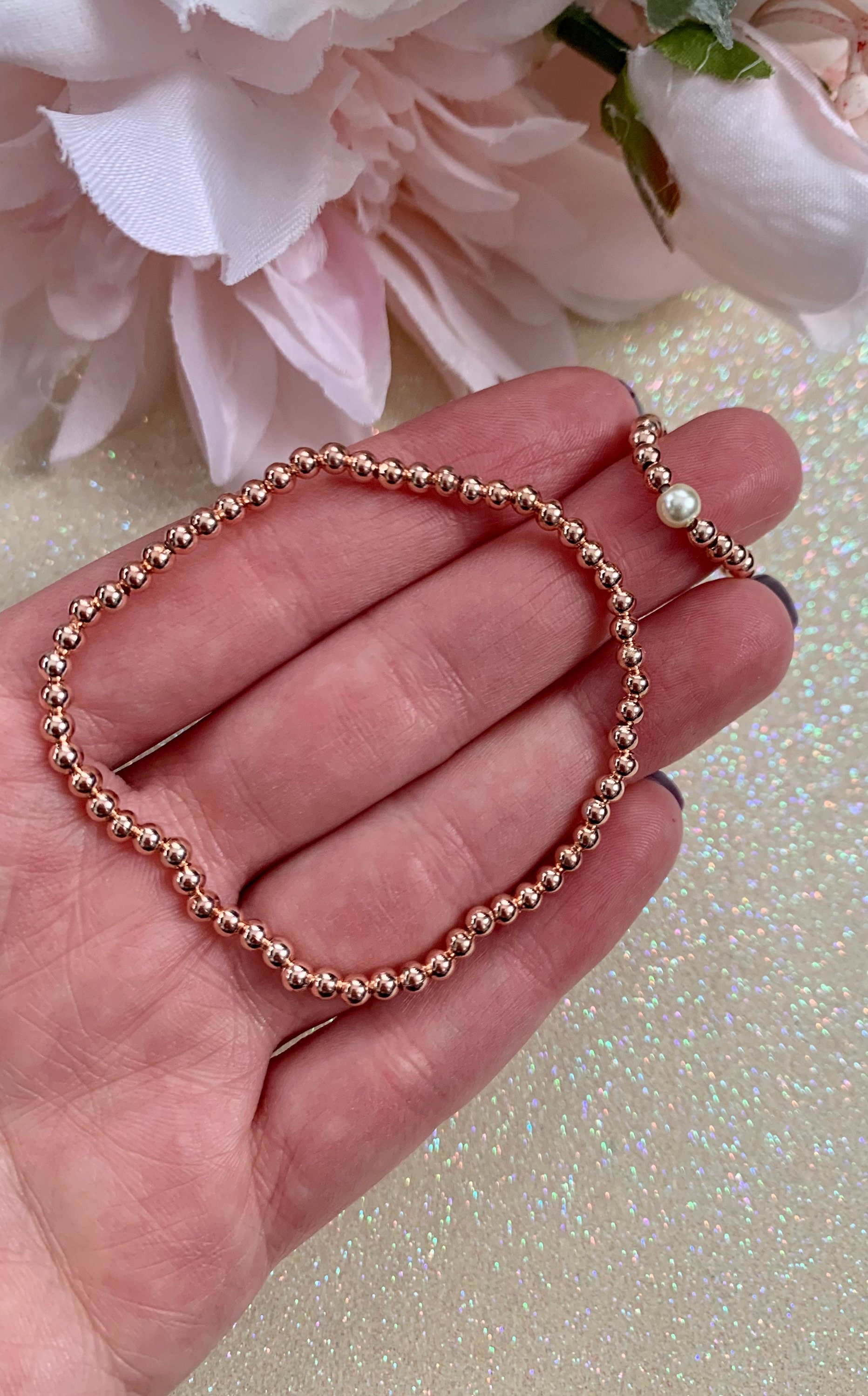 Rose Gold Beaded Bracelet and Ring Etsy