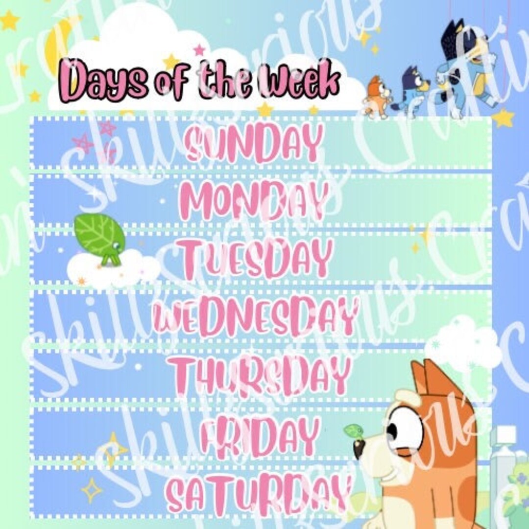 Blue Week. Sign Days of the Week Blue-y Poster Digital File - Etsy Australia