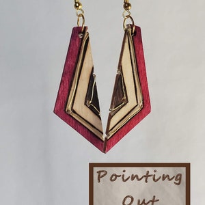 Hand-burned, Water-color Geometric Earrings