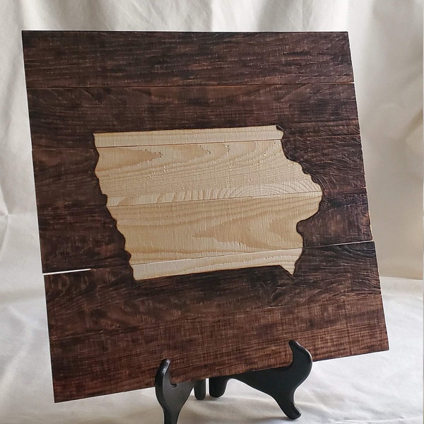 Hand-burned Home State Pride Plaque