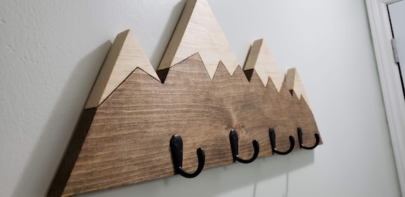 2ft Mountain Range Coat Rack With Metal Hooks and Brackets Etsy
