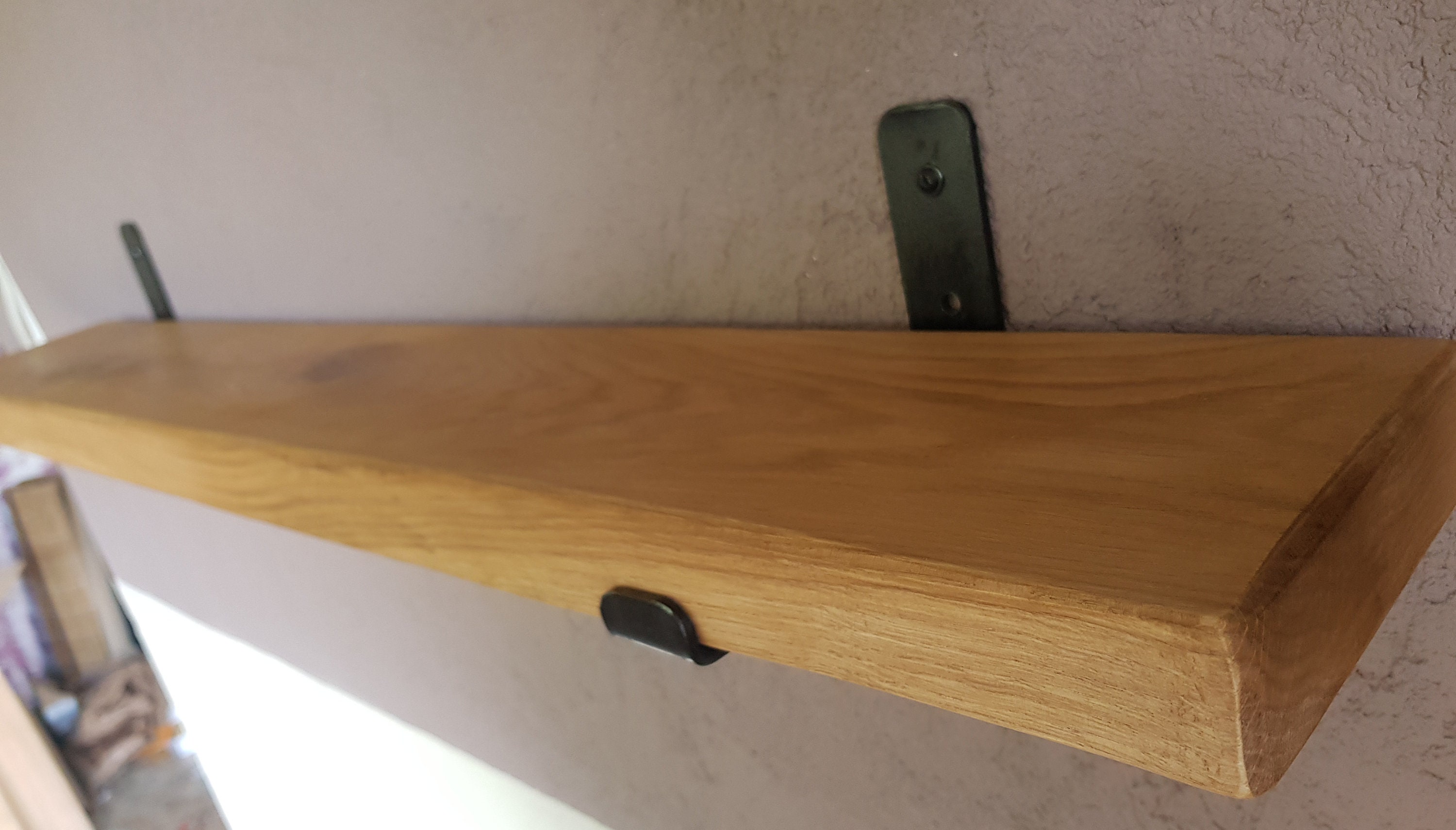 Oak Shelf 5x15cm HANDMADE Iron Brackets Hanging Etsy UK