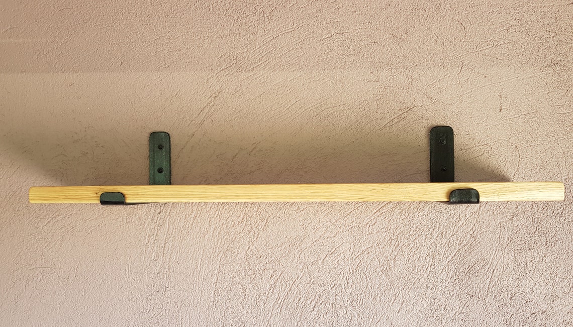 Oak Shelf 2.8x15cm HANDMADE Iron Brackets Hanging Etsy