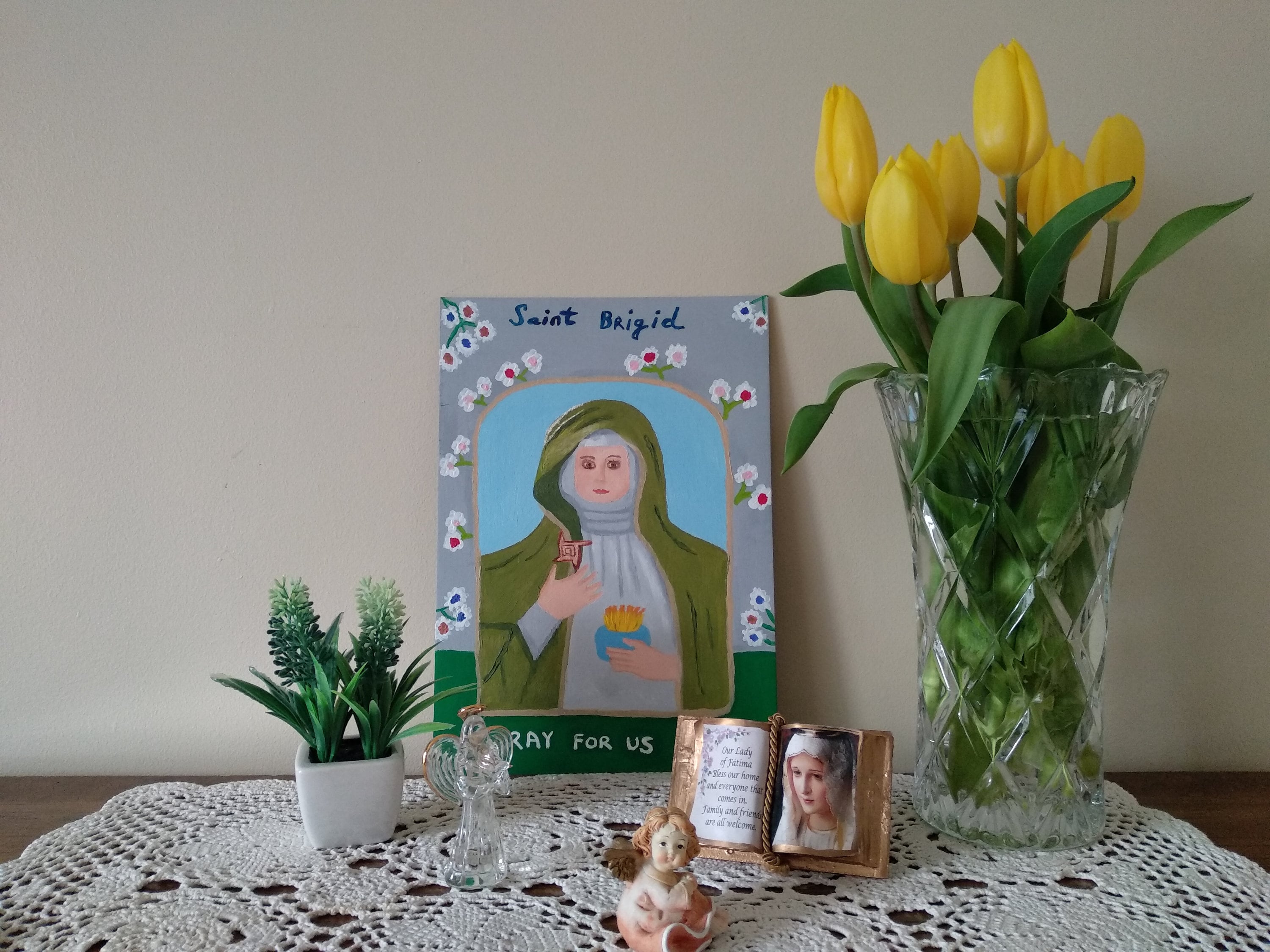 Oil Painting of Saint Brigid Printable, Painting of Irish Saint ...