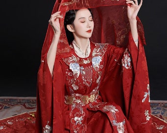 Traditional Han Chinese Wedding Dress Bridal Dress Hanfu Wedding Dress Qun  Kwa Xiuhe Dress Red Hanfu Wedding Dress Belle -  Norway