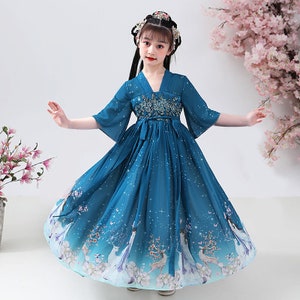 Kid's Chinese Hanfu Dress,tang Dress Long Suit, Girls Costume