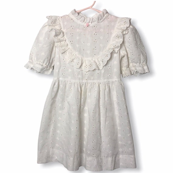 VINTAGE Winnie the Pooh Size 6 Girls Dress White … - image 1