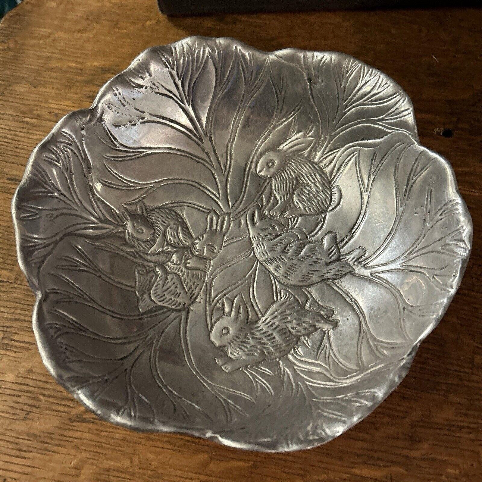 ARTHUR COURT BUNNIES Aluminum Cabbage Leaf Bowl With Bunny Rabbits - Etsy