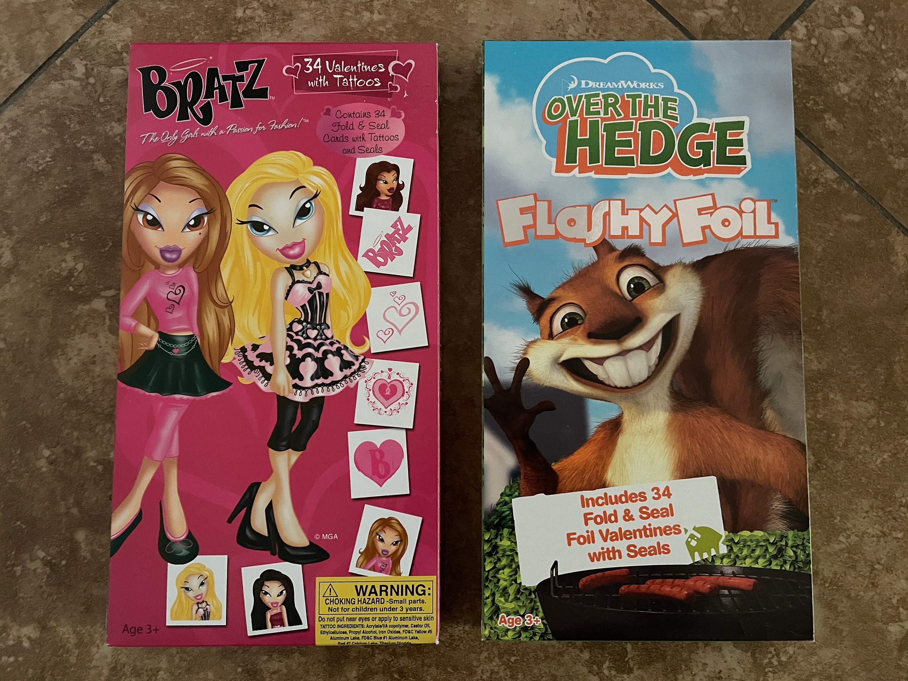 Bratz Dolls & Over the Hedge Valentine Cards Valentine's Day 34 Girls Cards  With Tattoos 