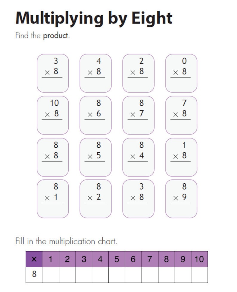 Multiplication Worksheet Book for Elementary School Kids (PDF) - Etsy