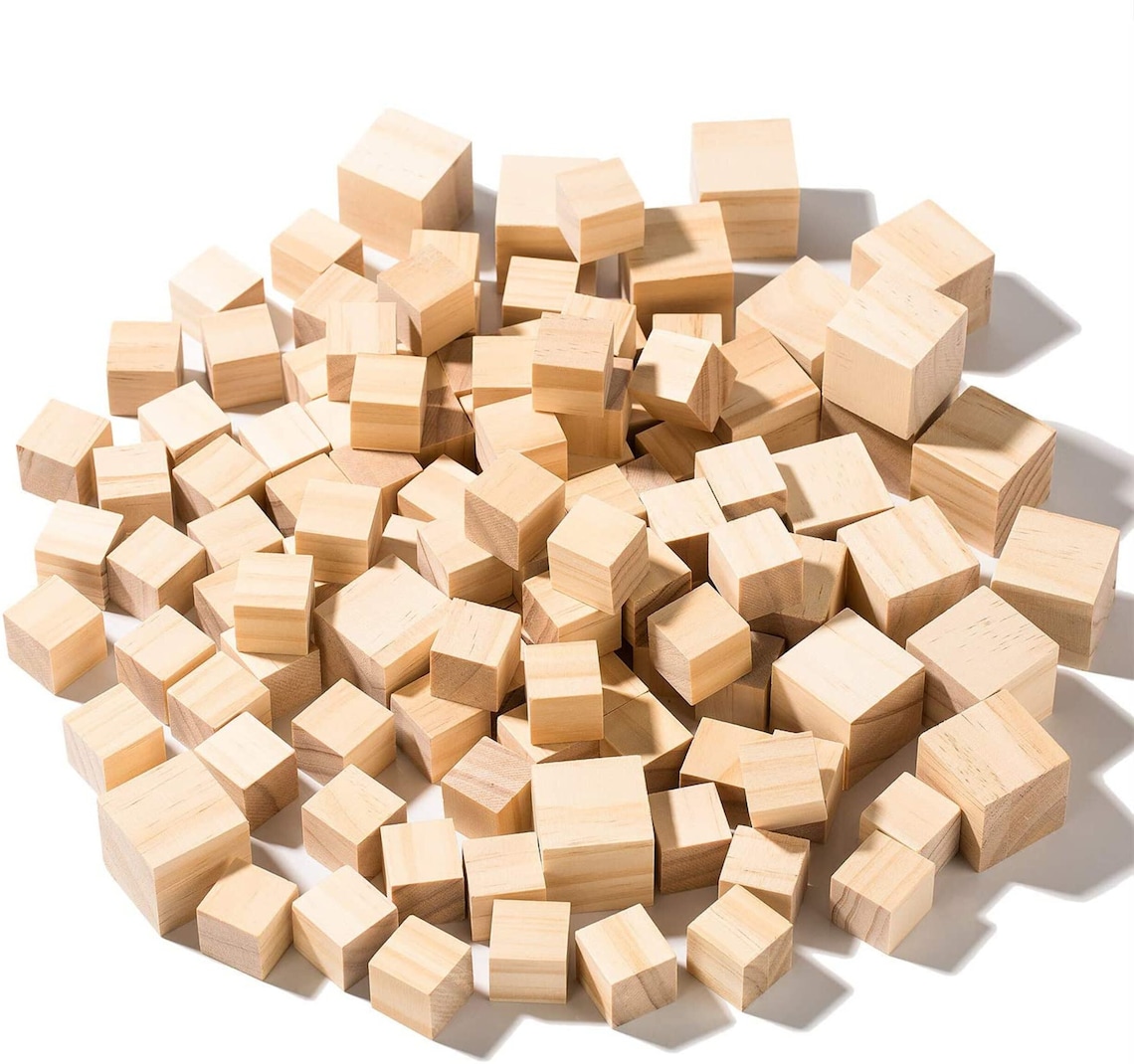120 PCS Wooden Cubes 2cm/3cm Unfinished Wood Block Wood Etsy