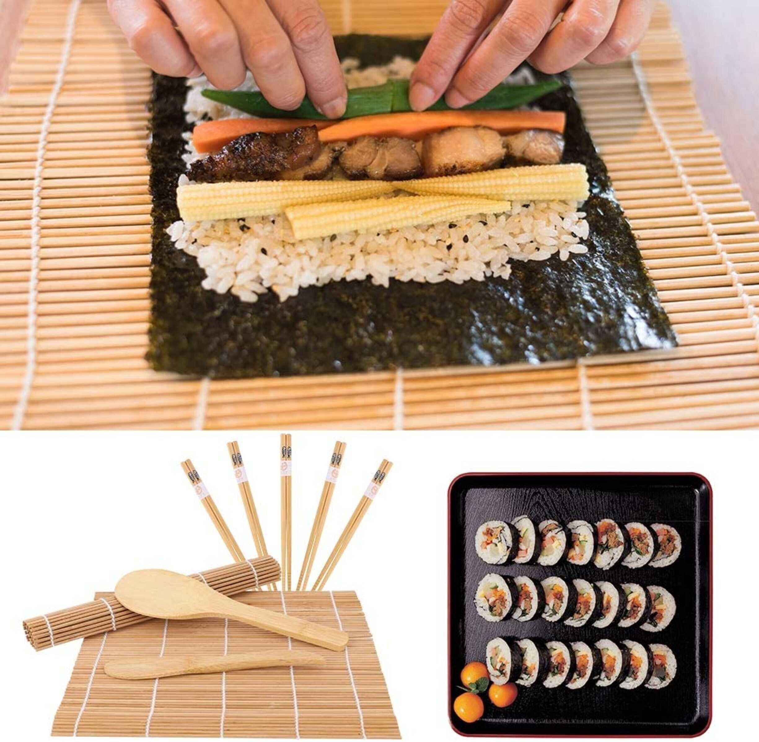 12 Pcs Bamboo Sushi Set for Beginners 2 Sushi Rolling Mats5 Etsy