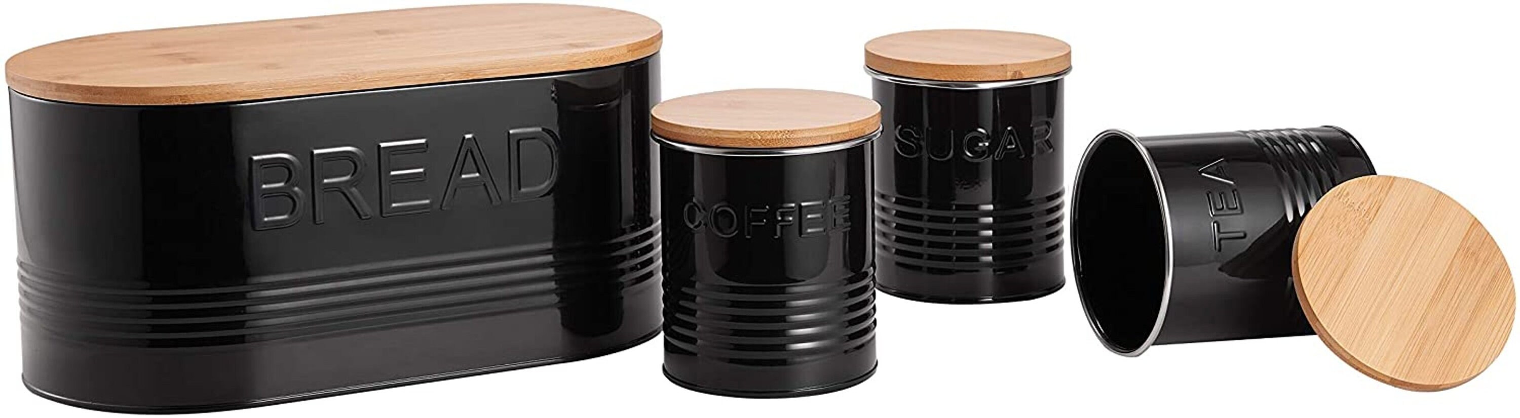 Set of 4 Tea Coffee Sugar & Bread Bin Storage Canisters With Etsy