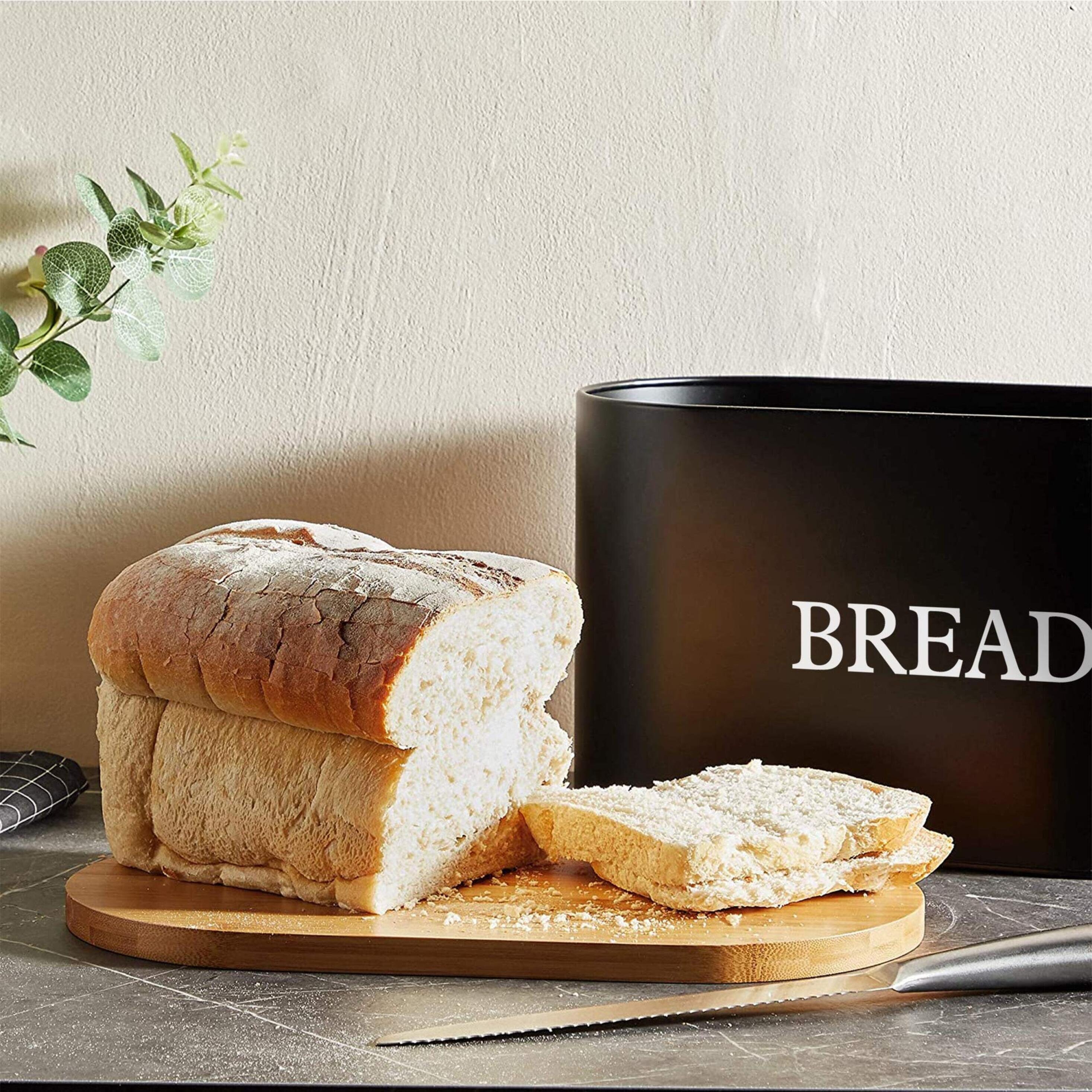 Bread Bin with Bamboo Lid/Chopping Board Matte Black Bread Etsy