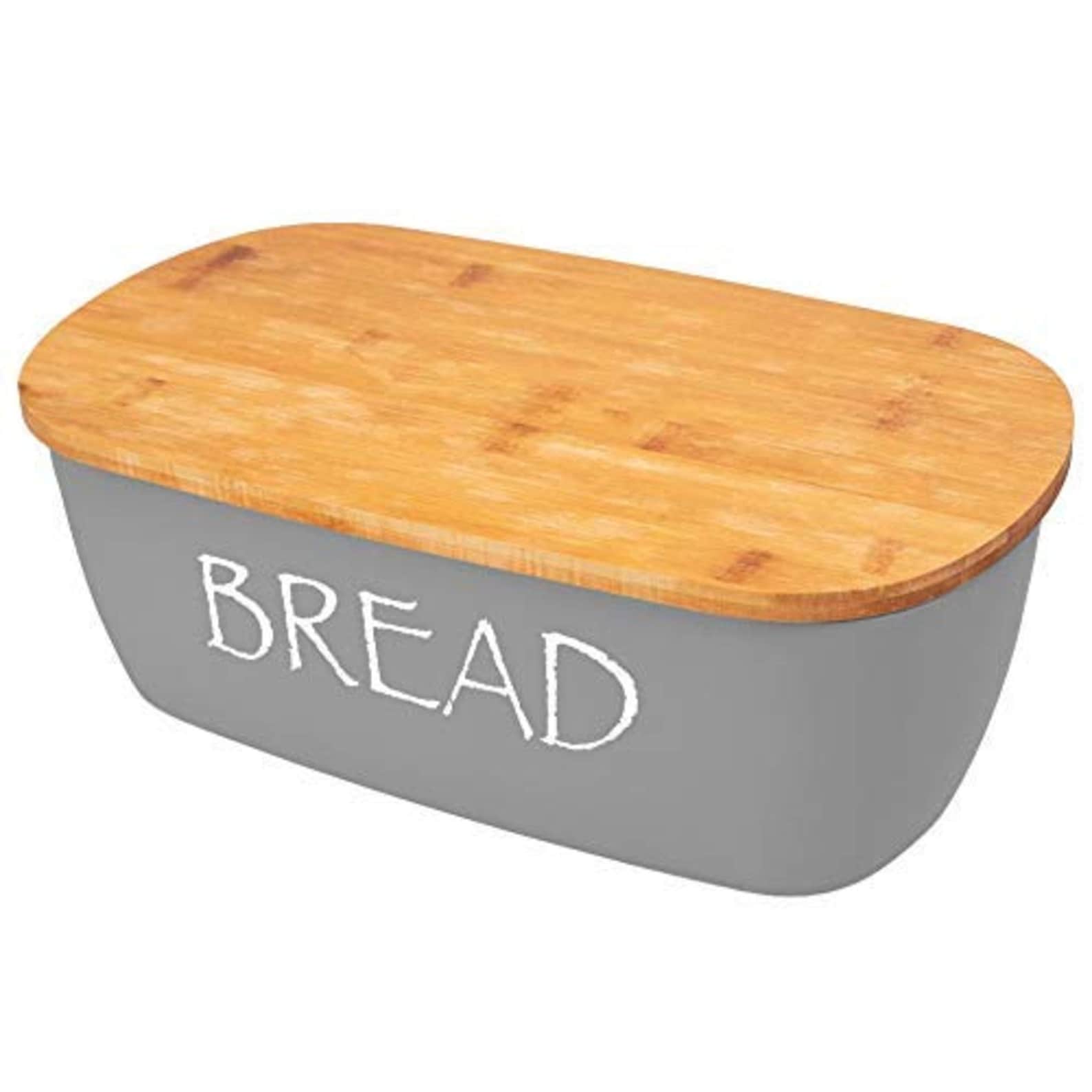 Bread Bread Bin Grey with Bamboo Lid airtight Grey/White Etsy