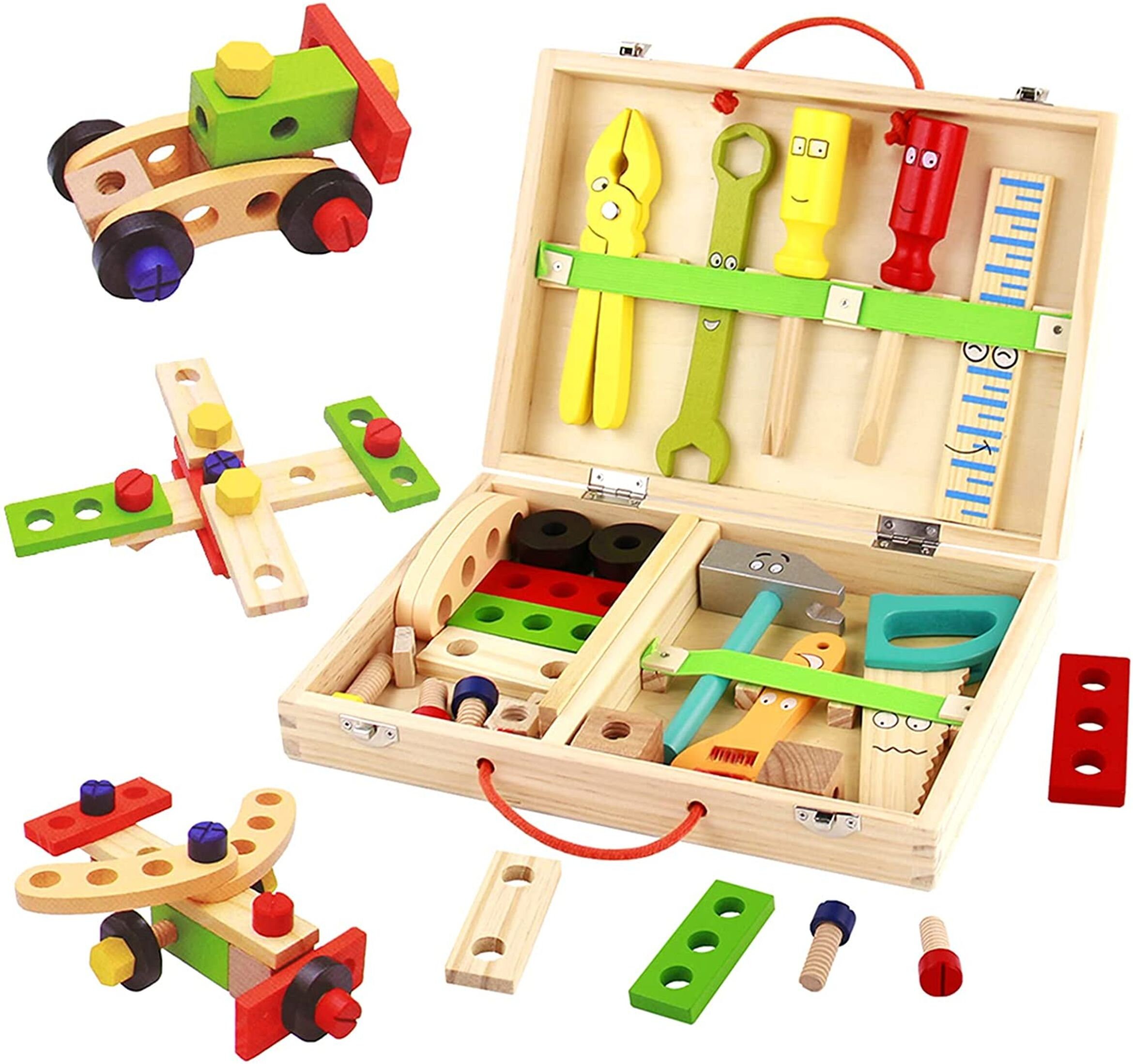 Wooden Toys Kids Tools Box SetWooden Builders Set Role Play Etsy