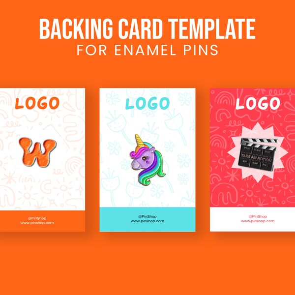 Backing card design template for enamel pins lapel pins | Canva template | Jewelry display card | Digital download | Cute pins card