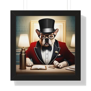 Bulldog Gentleman gerahmtes horizontales Poster