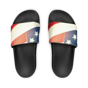 American Flag Patriotic Men&#39;s PU Slide Sandals