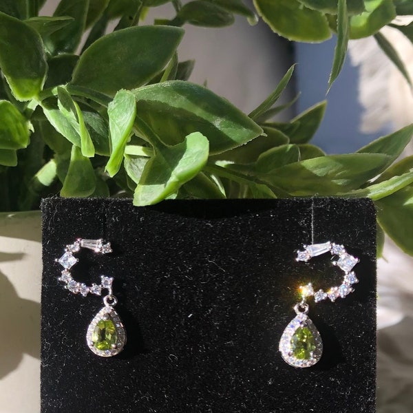 Olivine Earrings, Olivine Jewelry, Olivine Earrings Sterling Silver, Olivine Earrings Silver