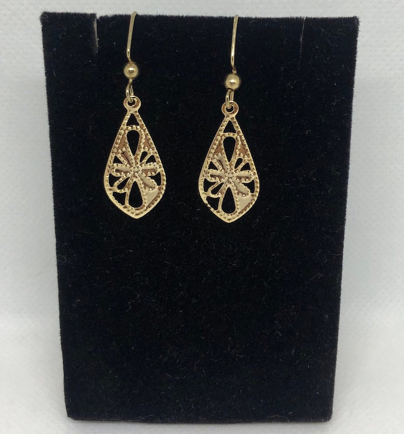 Gifts for Her Valentines Gift Flower Earrings Galentines Gift Gold Earrings Dainty Gold Flower Patterned Earrings Jewelry for Her