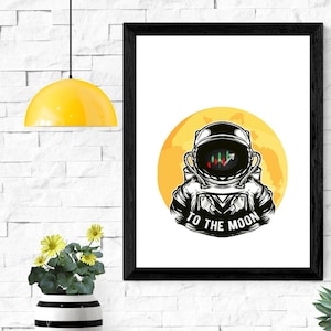 To The Moon 株価チャート宇宙飛行士 | To The Moon ウォール アート、デイ トレーダー、株式市場ウォール アート、株式トレーダー、デジタル ダウンロード。今すぐ入手しましょう。