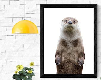Lámina de nutria de río / Decoración de pared infantil con animales adorables (descarga digital)