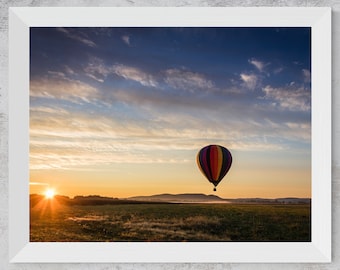 Fotografía de globo aerostático al amanecer / Paisaje brumoso (Descarga digital)