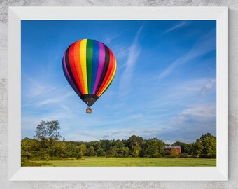 Lámina fotográfica de globo aerostático arcoíris / Decoración de pared para el hogar u oficina (descarga digital)